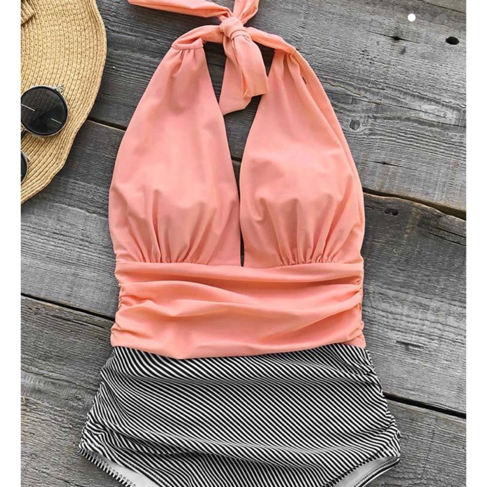 One piece halter swimsuit